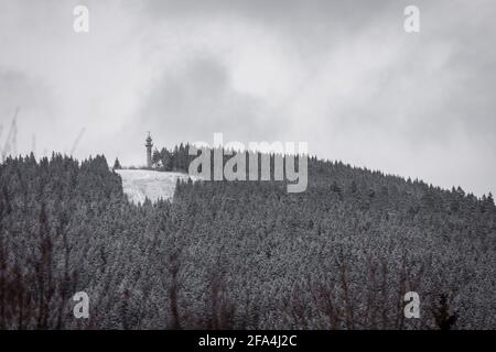 One antenna in the Black Forest at Titisee-Neustadt, on the south of Germany. Stock Photo