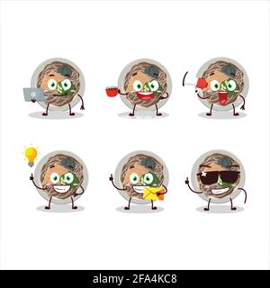 Tachigui soba cartoon character with various types of business emoticons. Vector illustration Stock Vector