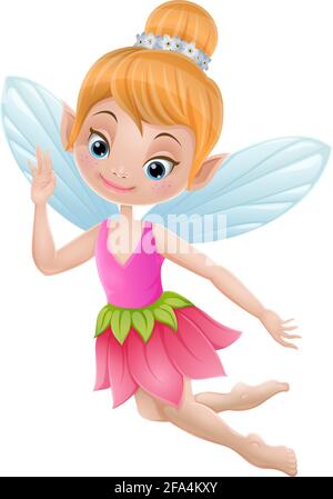 Cartoon cute little fairy on white background Stock Vector