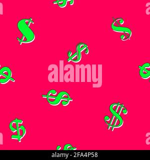 Seamless pattern, green dollar. Editable can be used for web page backgrounds, pattern fills. Vector Stock Vector