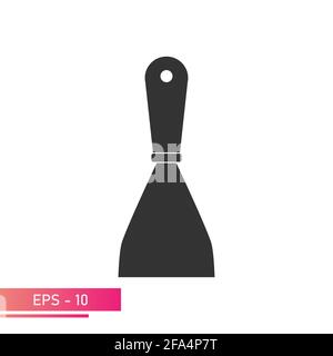 A narrow construction spatula. Solid design. On a white background. Tools for workers. Flat vector illustration. Stock Vector