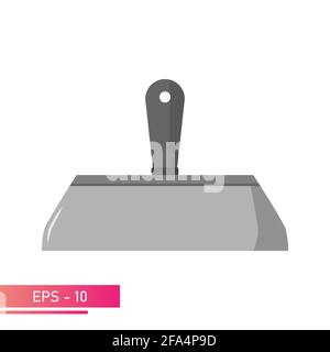 Wide construction spatula. Realistic design. On a white background. Tools for workers. Flat vector illustration. Stock Vector
