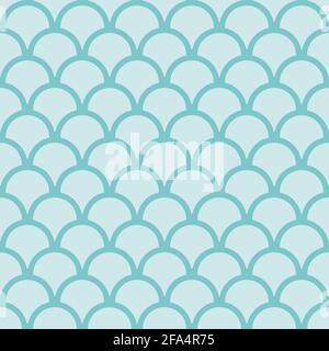 Seamless blue and green fish scales skin pattern. Squama texture. Japanese traditional mermaid ornament. Design for fabric, textile, wallpaper, wrappi Stock Vector