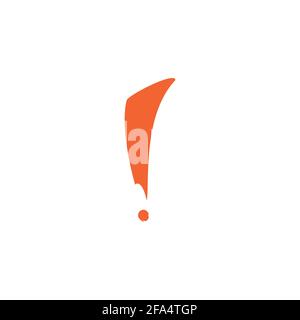 Red hand drawn exclamation mark in motion. Warning icon. isolated on white. Attention Flat pictogram. Stock Vector