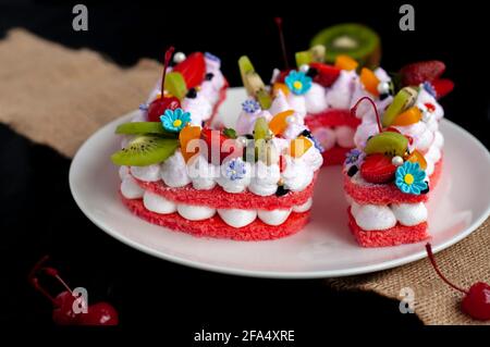 Sponge Cake with 5 shape Stock Photo
