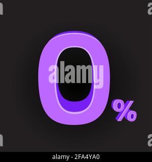purple color zero percent pay business sign Stock Vector