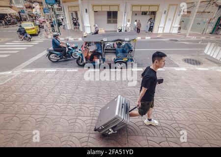 Bangkok - Thailand, 7 Sep 2019:Mrt Wat Mangkon Railway Station is in the old town. Tourists prefer to eat at Yaowarat. Stock Photo