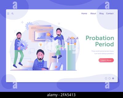 Work Management Probation Period Web Page Banner Stock Vector