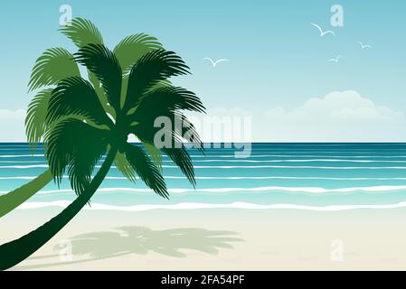 Seascape vector illustration. Paradise beach. Stock Vector