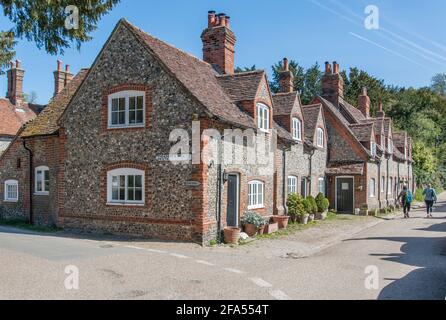 Road junction in the Village of Hambleden, Buckinghamshire, England. Stock Photo