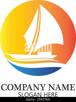 boat logo template,ship icon design,illustration element vector Stock Vector