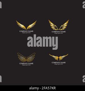 wings gold logo vector illustration template-vector Stock Vector