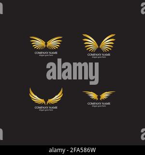 wings gold logo vector illustration template-vector Stock Vector