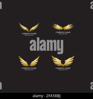 wings gold logo vector illustration template-vector Stock Vector