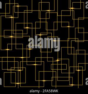 Gold squares and black background Stock Vector