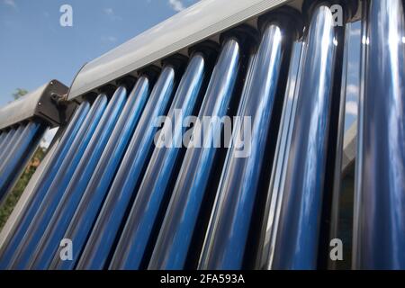 Vacuum solar water heating system Stock Photo