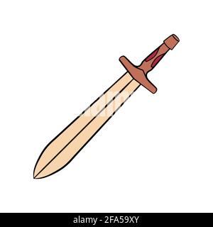 Xiphos, sword from Ancient Greece, isolated vector object on white background. Item of greek archaeology Stock Vector