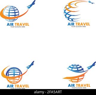 Set of collection travel logo with air plane concept design vector Stock Vector