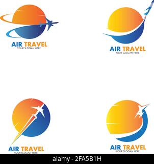 Set of collection travel logo with air plane concept design vector Stock Vector