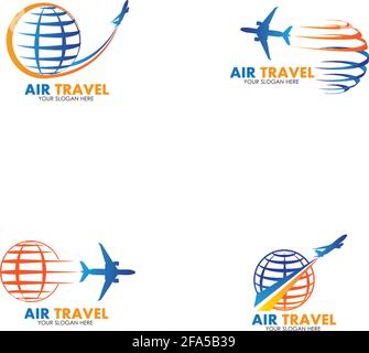 Set of collection travel logo with air plane concept design vector Stock Vector