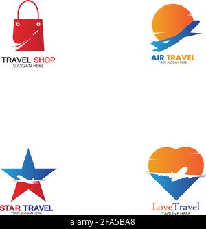 Set of collection travel logo with air plane concept design vector Stock Vector
