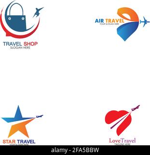 Set of collection travel logo with air plane concept design vector Stock Vector