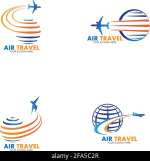 Set of collection travel logo with air plane concept design vector Stock Vector