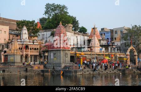 Ujjain, India - March 2021: View of the ghats of the Shipra river in Ujjain on March 24, 2021 in Madhya Pradesh, India. Stock Photo