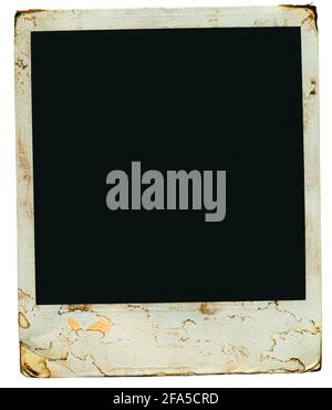 Blank super grungy vintage instant photograph. picture frame,free space for pictures and copy, isolated on white Stock Photo