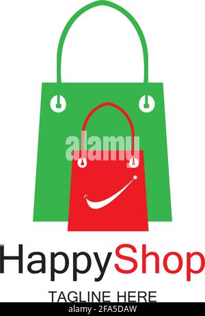 Happy Shop logo design template Stock Vector