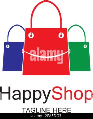 Happy Shop logo design template Stock Vector