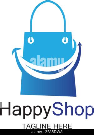 Happy Shop logo design template Stock Vector