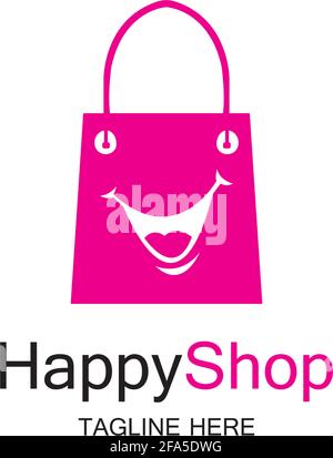 Happy Shop logo design template Stock Vector