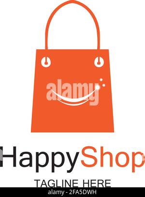 Happy Shop logo design template Stock Vector