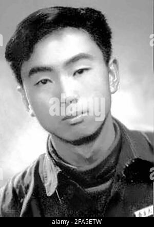 (210423) -- CHENGDU, April 23, 2021 (Xinhua) -- File photo taken in 1959 shows a portrait of Yang Wuneng, then a student of the German studies at Nanjing University. In a career that spans over 60 years, Yang Wuneng has translated 31 German classics into the Chinese language, including 'Faust', 'Selected Poems of Heinrich Heine' and 'Immensee.' Many of his translations are still bestselling books in some bookstores. His translation of 'Grimms' Fairy Tales,' for instance, has been popular among Chinese readers for many generations. Today, Yang is still an active figure in the literary and trans Stock Photo