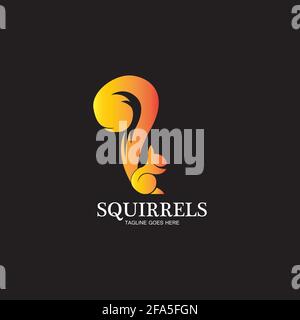 creative squirrel animal logo design icon symbol illustration-vector Stock Vector