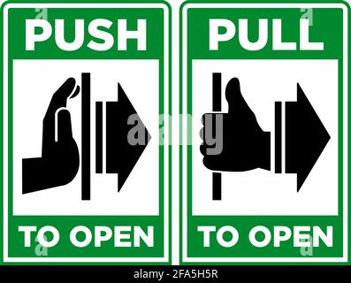 Premium Vector  Push or pull to open door signs door stickers for your  doors take action to open vector illustration