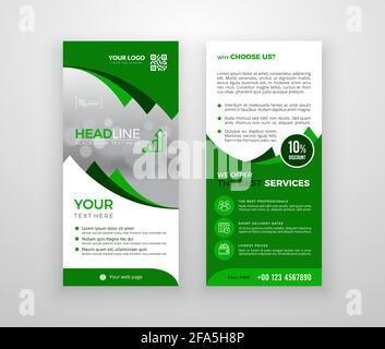 Double-sided DL flyer design. Brochure or flyer template. Layout with modern elements and photo space. Stock Vector