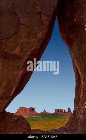 Teardrop Arch is an iconic rock formation within the boundaries of Oljato Monunment Valley, Utah and Arizona, United States Stock Photo