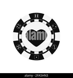 Poker game chip with hearts card suits. Stock Vector