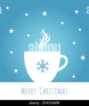Blue Christmas coffee cup background illustration Stock Vector