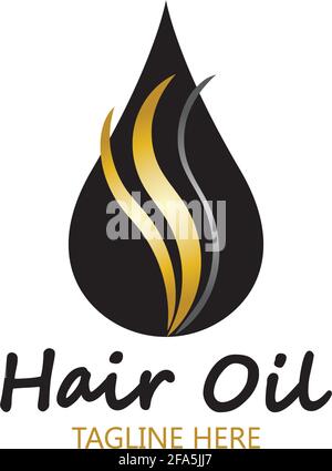 hair oil essential logo with drop oil and hair logo symbol-vector Stock Vector