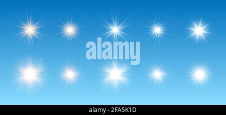 Sun set or light. Sun vector For the blue sky Stock Vector