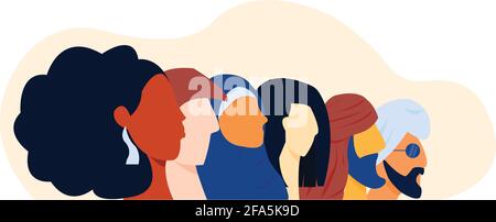 Flat illustration about brotherhood, sisterhood, bond, diversity, inclusion and togetherness without any difference. Stock Vector