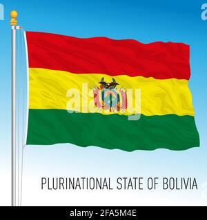 Bolivia official national flag, south american country, vector illustration Stock Vector