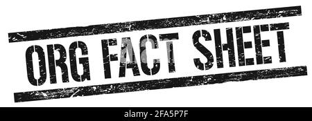 ORG FACT SHEET text on black grungy rectangle stamp sign. Stock Photo