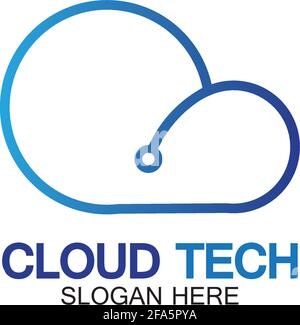 Cloud technology logo icon template.Cloud symbol with circuit pattern. IT and computers, internet and connectivity vector illustration. Stock Vector