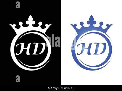 king crown letter alphabet H D for company logo icon design. Stock Vector