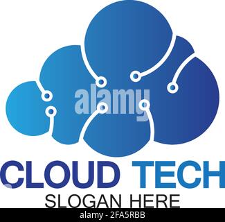 Cloud technology logo icon template.Cloud symbol with circuit pattern. IT and computers, internet and connectivity vector illustration. Stock Vector