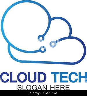 Cloud technology logo icon template.Cloud symbol with circuit pattern. IT and computers, internet and connectivity vector illustration. Stock Vector